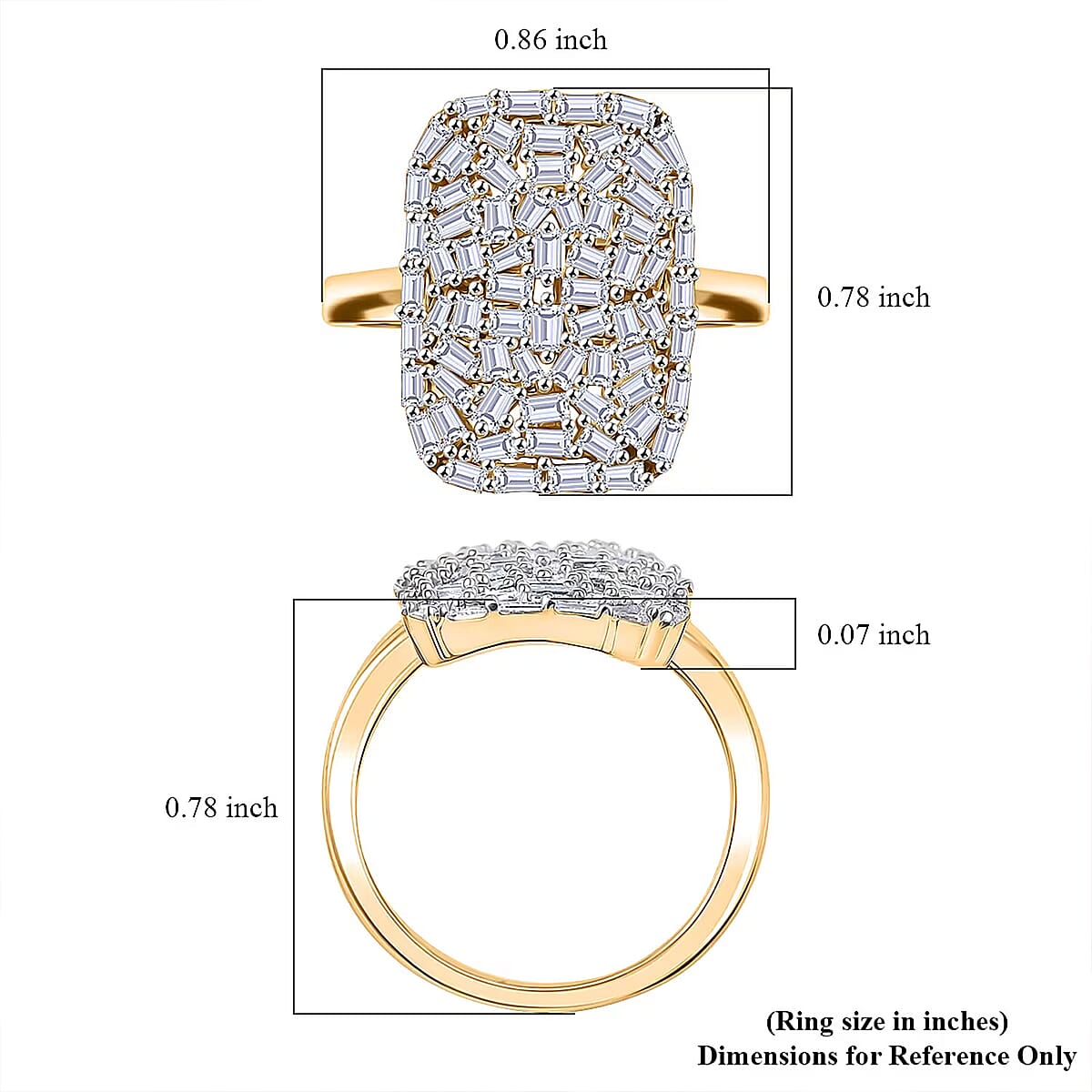 Luxuriant Lab Grown Diamond G-H SI 1.00 ctw Firecracker Ring in 18K Vermeil Yellow Gold Over Sterling Silver (Size 6.0) image number 6