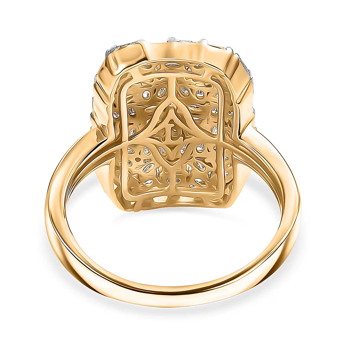 Luxuriant Lab Grown Diamond G-H SI 1.00 ctw Firecracker Ring in 18K Vermeil Yellow Gold Over Sterling Silver (Size 6.0) image number 7