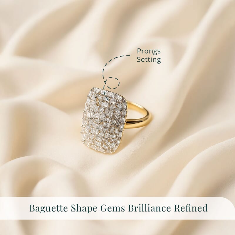 Luxuriant Lab Grown Diamond G-H SI 1.00 ctw Firecracker Ring in 18K Vermeil Yellow Gold Over Sterling Silver (Size 7.0)