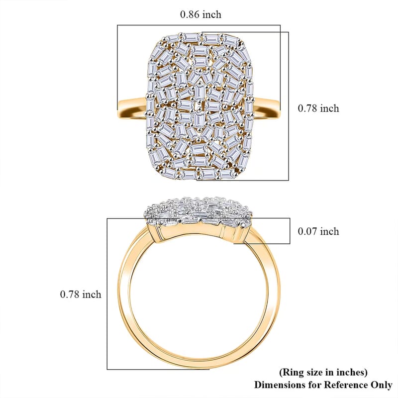 Luxuriant Lab Grown Diamond G-H SI 1.00 ctw Firecracker Ring in 18K Vermeil Yellow Gold Over Sterling Silver (Size 7.0)