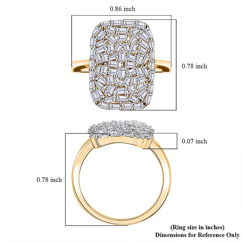 Luxuriant Lab Grown Diamond G-H SI 1.00 ctw Firecracker Ring in 18K Vermeil Yellow Gold Over Sterling Silver (Size 7.0)