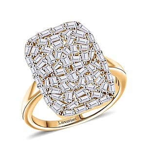 Luxuriant Lab Grown Diamond G-H SI 1.00 ctw Firecracker Ring in 18K Vermeil Yellow Gold Over Sterling Silver (Size 8.0)