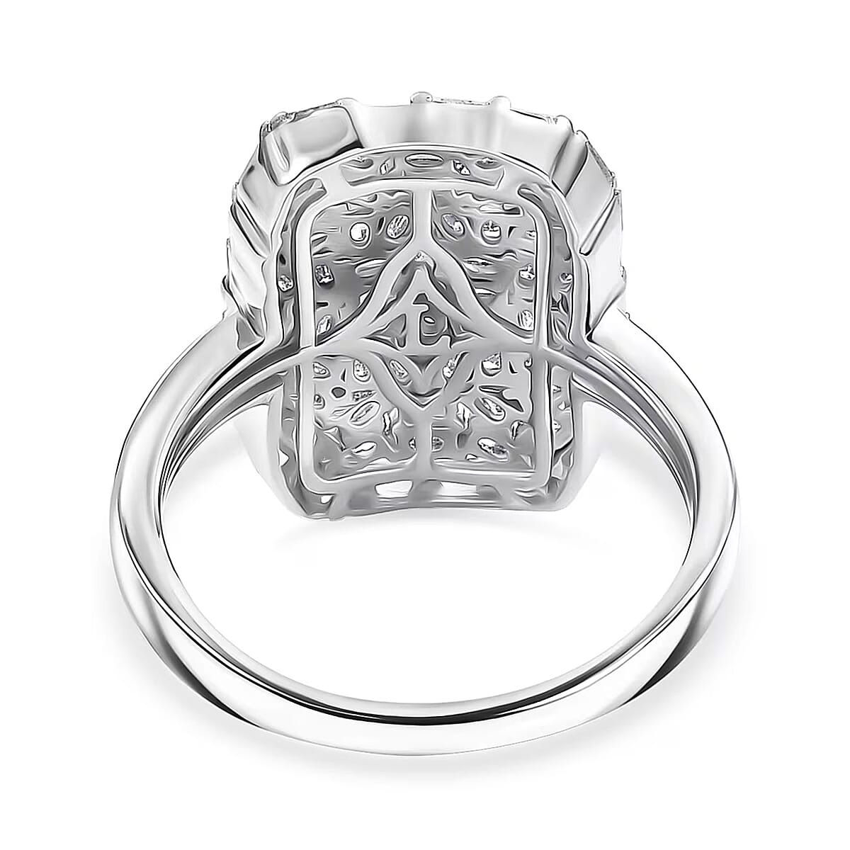 Luxuriant Lab Grown Diamond G-H SI 1.00 ctw Firecracker Ring in Rhodium Over Sterling Silver (Size 10.0) image number 7