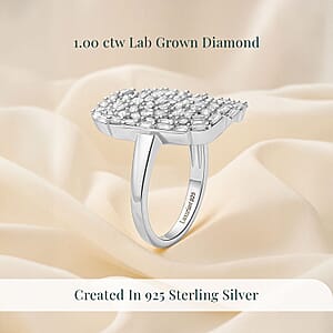 Luxuriant Lab Grown Diamond G-H SI 1.00 ctw Firecracker Ring in Rhodium Over Sterling Silver (Size 6.0)