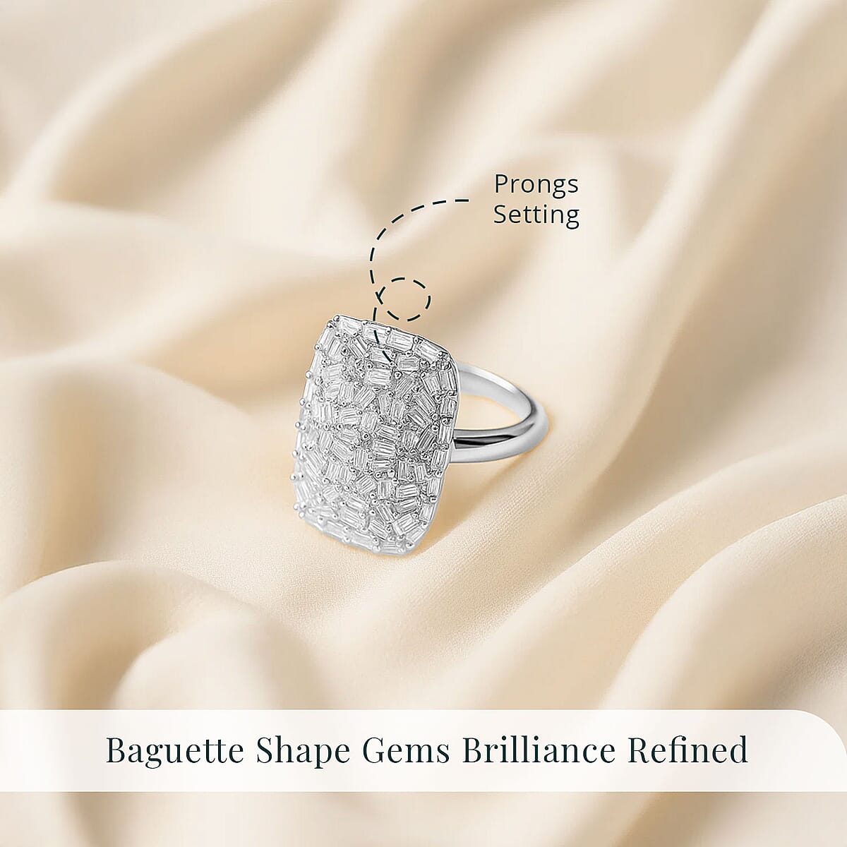 Luxuriant Lab Grown Diamond G-H SI 1.00 ctw Firecracker Ring in Rhodium Over Sterling Silver (Size 6.0) image number 4