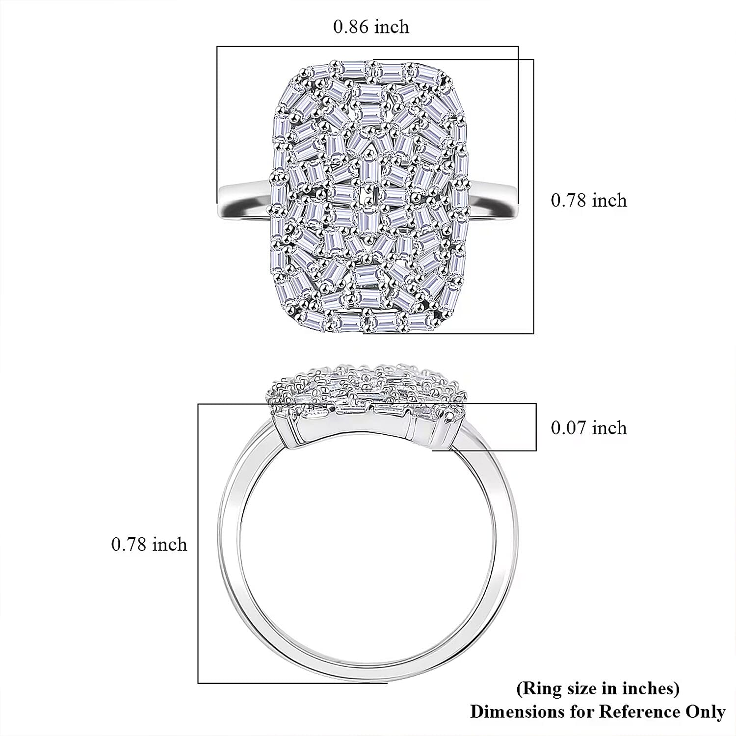 Luxuriant Lab Grown Diamond G-H SI 1.00 ctw Firecracker Ring in Rhodium Over Sterling Silver (Size 9.0)