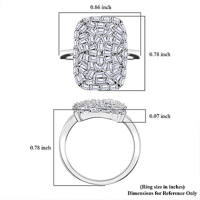 Luxuriant Lab Grown Diamond G-H SI 1.00 ctw Firecracker Ring in Rhodium Over Sterling Silver (Size 9.0)