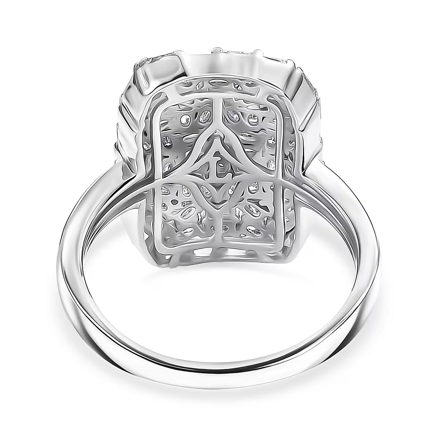 Luxuriant Lab Grown Diamond G-H SI 1.00 ctw Firecracker Ring in Rhodium Over Sterling Silver (Size 9.0)