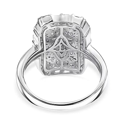 Luxuriant Lab Grown Diamond G-H SI 1.00 ctw Firecracker Ring in Rhodium Over Sterling Silver (Size 9.0)