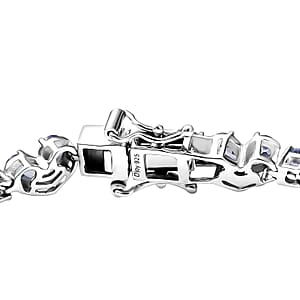 D'Joy Tanzanite 9.50 ctw Heart Bracelet in Rhodium Over Sterling Silv (8.00 In) 