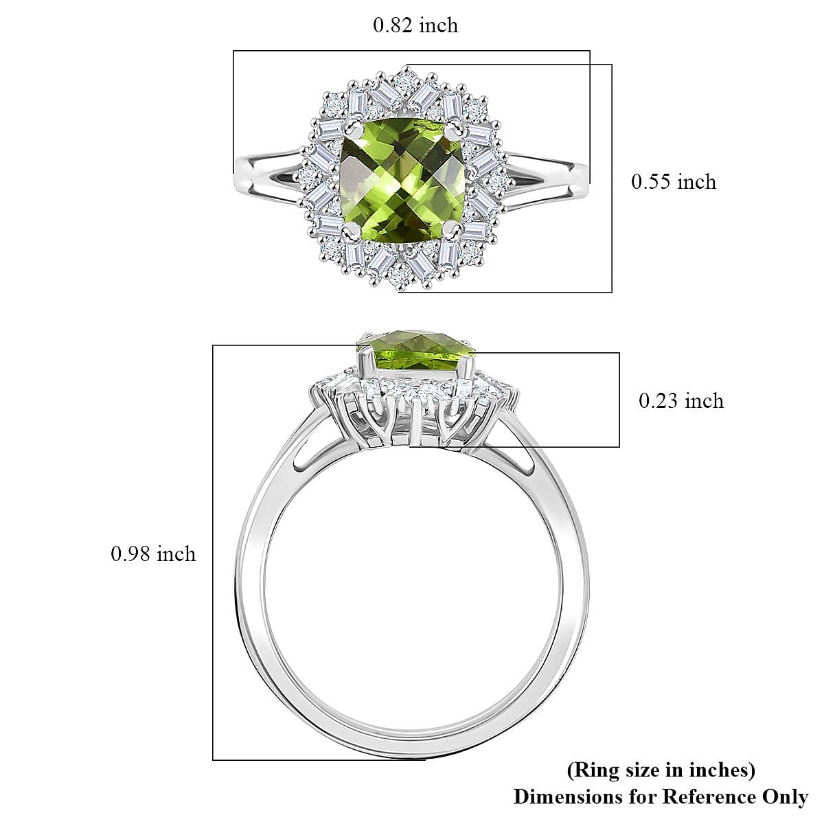 D'Joy Hebei Peridot and Moissanite 1.90 ctw Lime Blossom Ring in Rhodium Over Sterling Silver (Size 9.0) image number 5