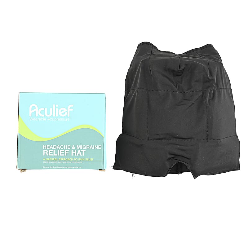 Aculief Wearable Acupressure Headache & Migraine Relief Hat- Black