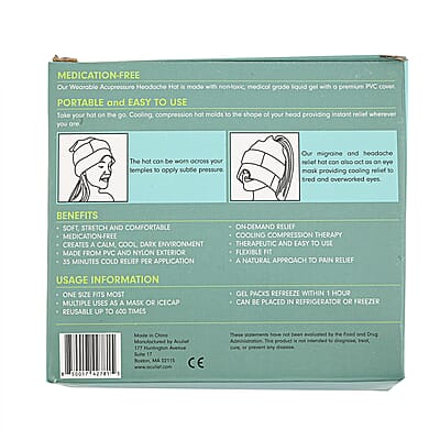 Aculief Wearable Acupressure Headache & Migraine Relief Hat- Black