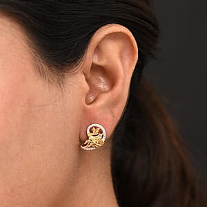 EverTrue White Diamond Leaves Earrings in 18K YG Plated and Platinum Bond