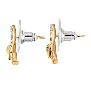 EverTrue White Diamond Leaves Earrings in 18K YG Plated and Platinum Bond