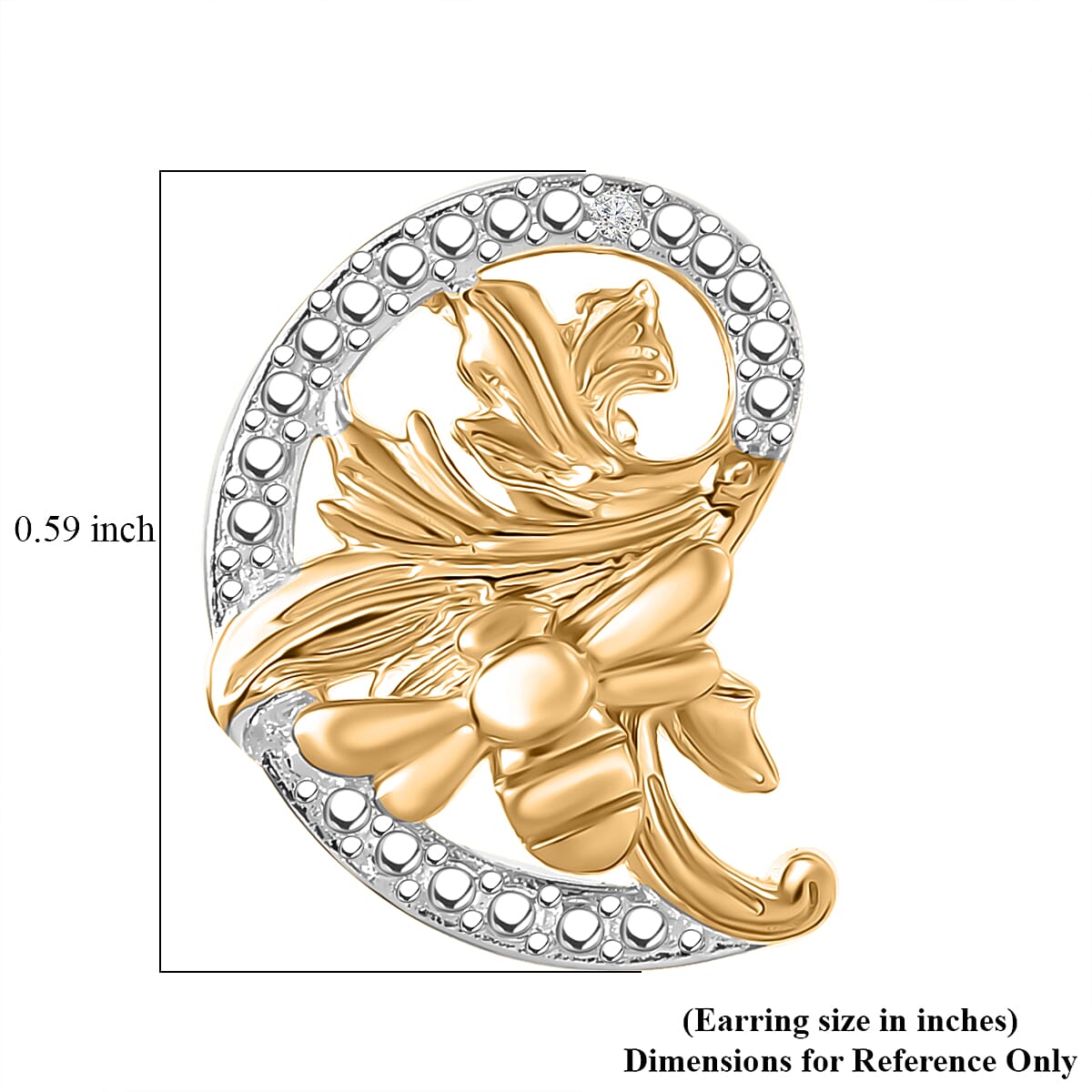 EverTrue White Diamond Leaves Earrings in 18K YG Plated and Platinum Bond image number 4
