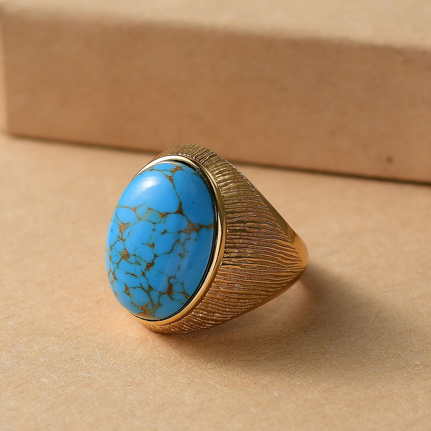 EverTrue Blue Turquoise 10.00 ctw Ring in 18K YG Plated (Size 8.0)