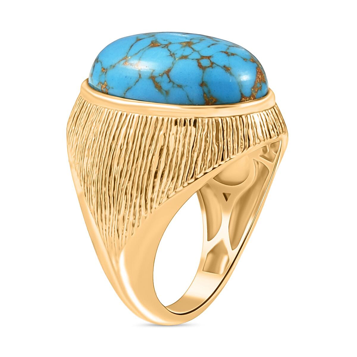 EverTrue Blue Turquoise 10.00 ctw Ring in 18K YG Plated (Size 8.0)