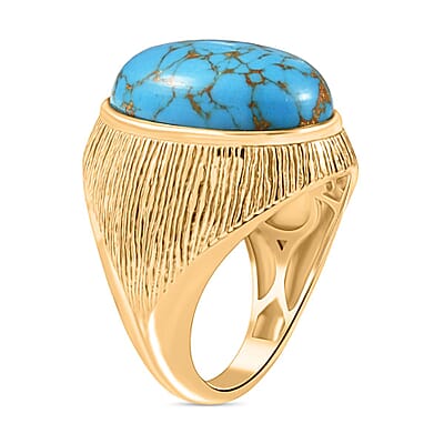EverTrue Blue Turquoise 10.00 ctw Ring in 18K YG Plated (Size 8.0)