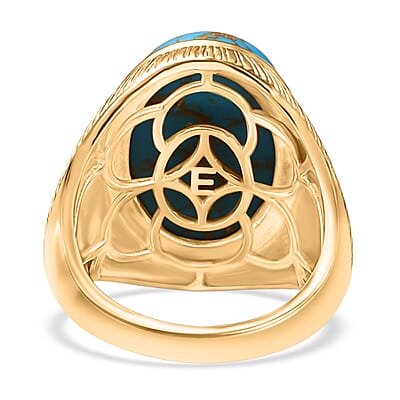 EverTrue Blue Turquoise 10.00 ctw Ring in 18K YG Plated (Size 8.0)