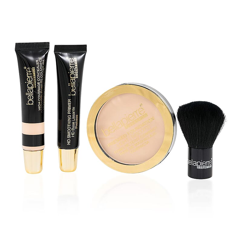 Bellapierre Starter Kit (HD Primer, Concealer, Foundation, & Brush) Light