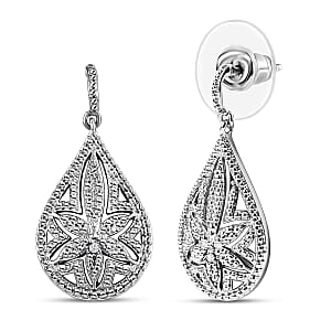 EverTrue White Diamond Accent Floral Earrings in Platinum Bond