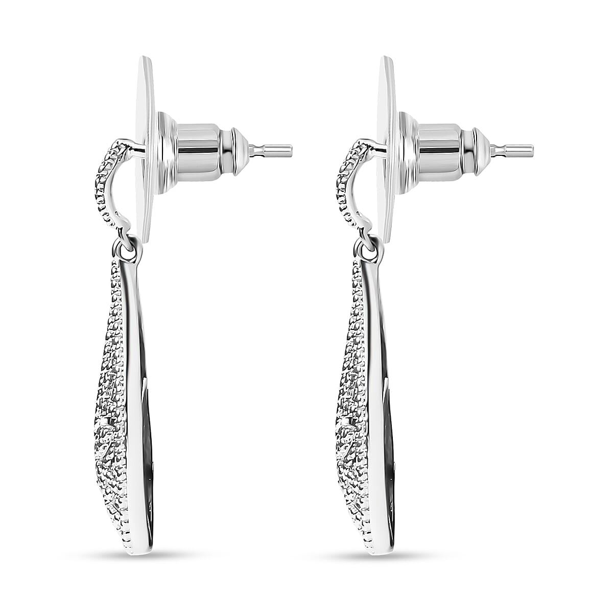 EverTrue White Diamond Accent Floral Earrings in Platinum Bond image number 3