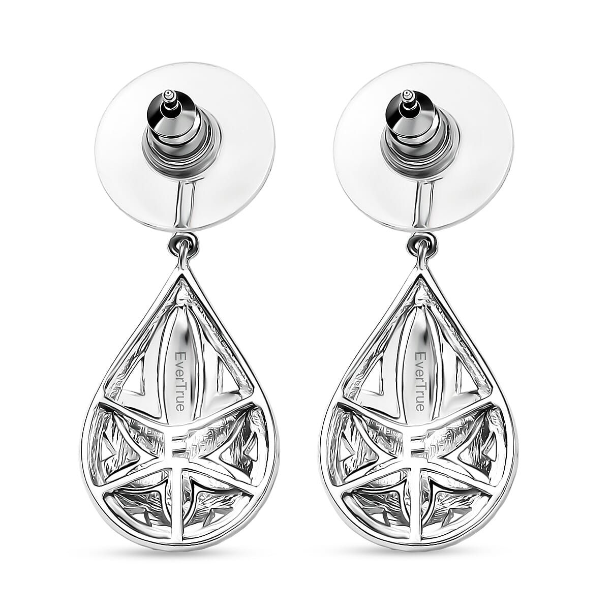 EverTrue White Diamond Accent Floral Earrings in Platinum Bond image number 4