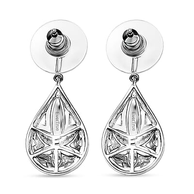 EverTrue White Diamond Accent Floral Earrings in Platinum Bond