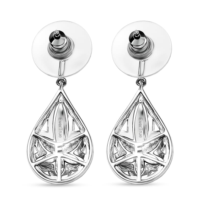 EverTrue White Diamond Accent Floral Earrings in Platinum Bond