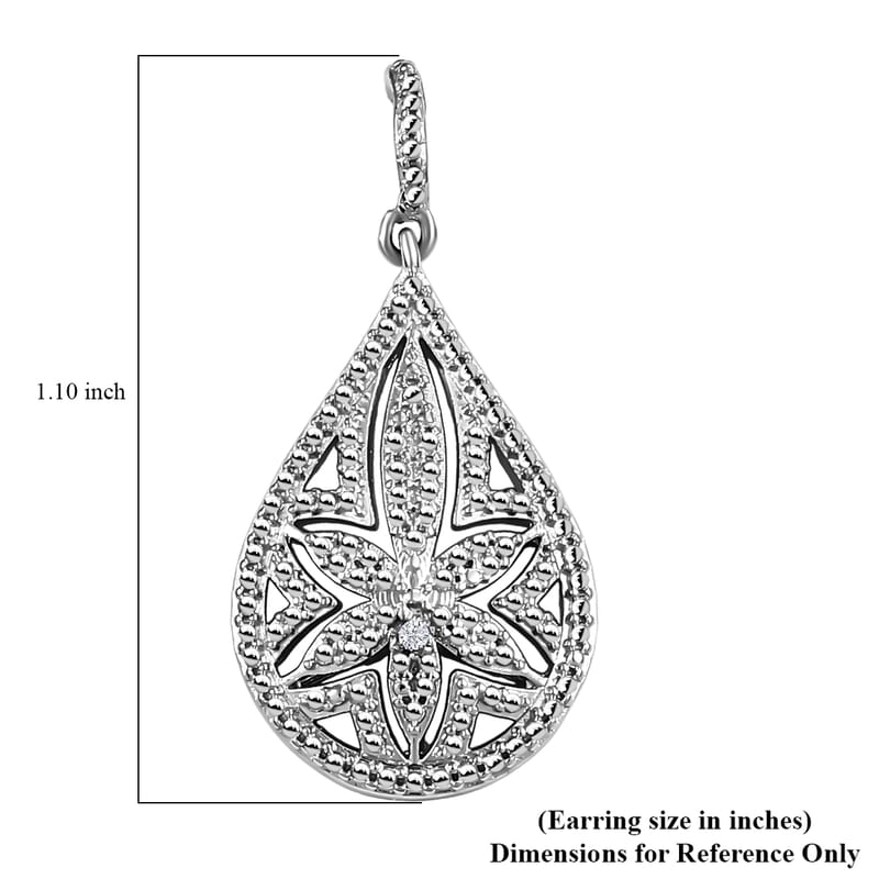 EverTrue White Diamond Accent Floral Earrings in Platinum Bond