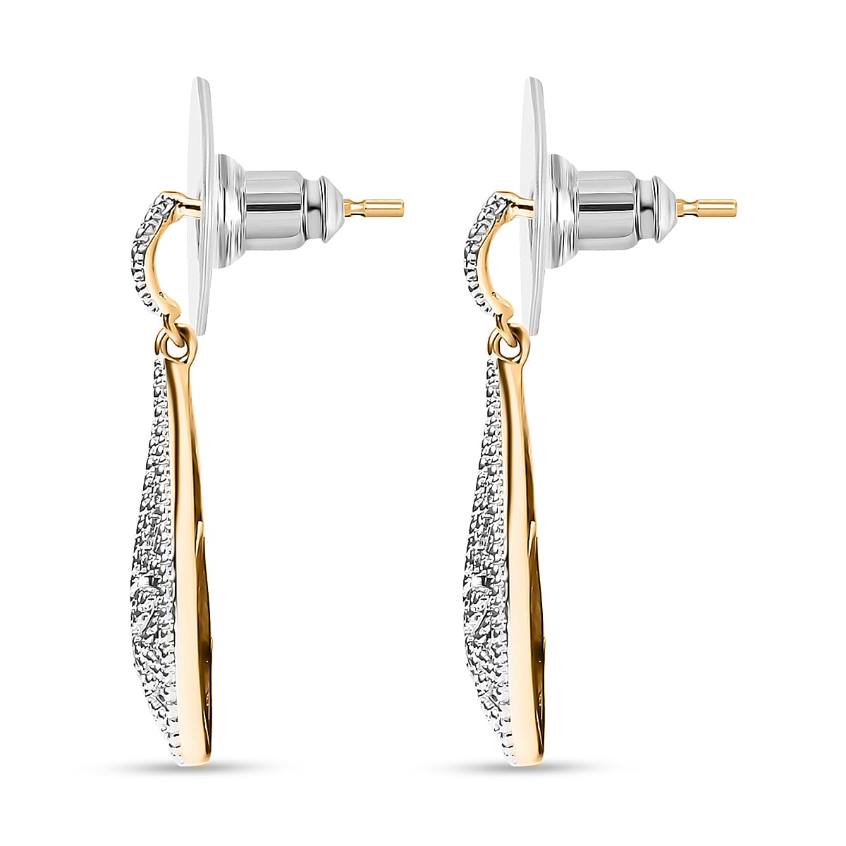EverTrue White Diamond Accent Floral Earrings in 18K YG Plated and Platinum Bond image number 3