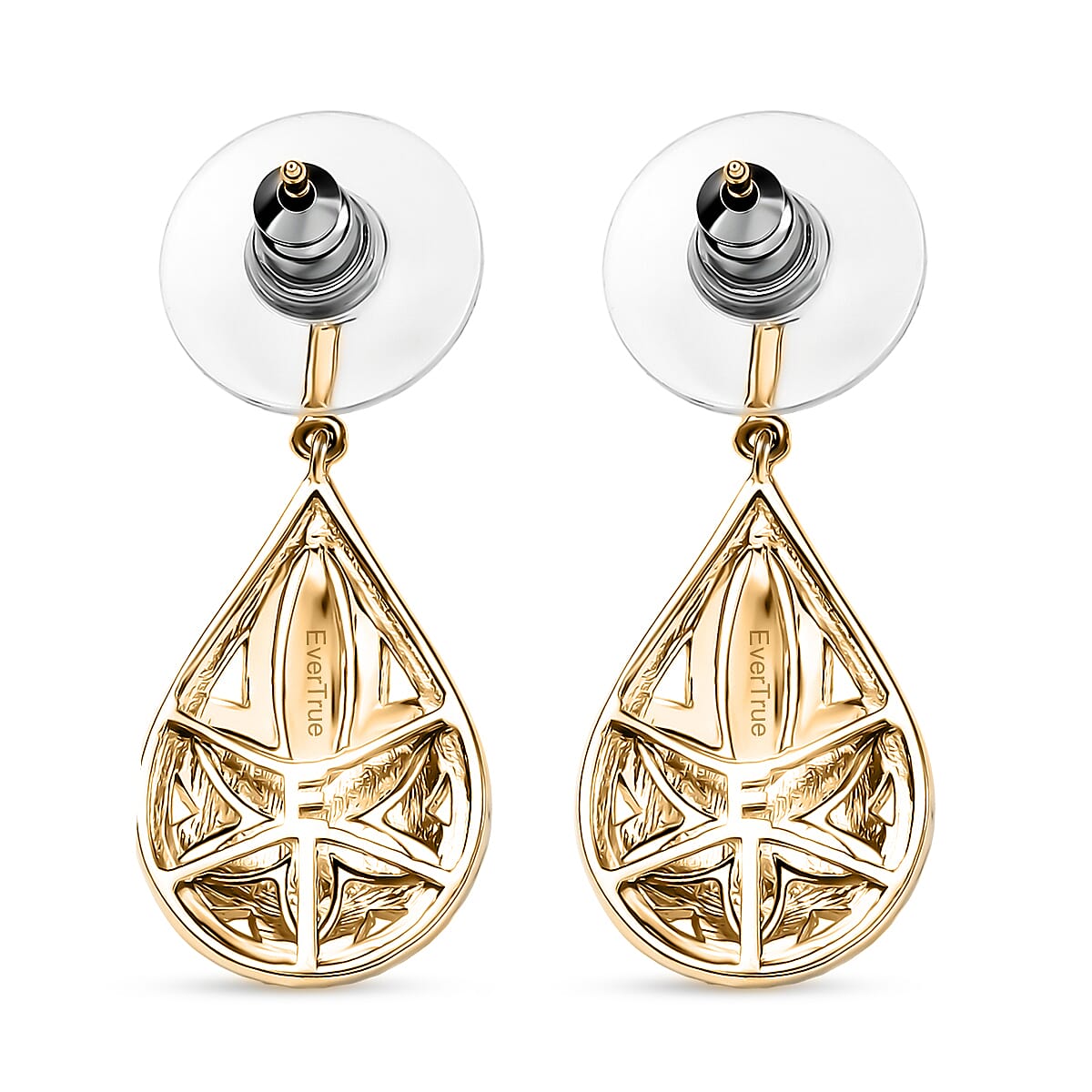 EverTrue White Diamond Accent Floral Earrings in 18K YG Plated and Platinum Bond image number 4