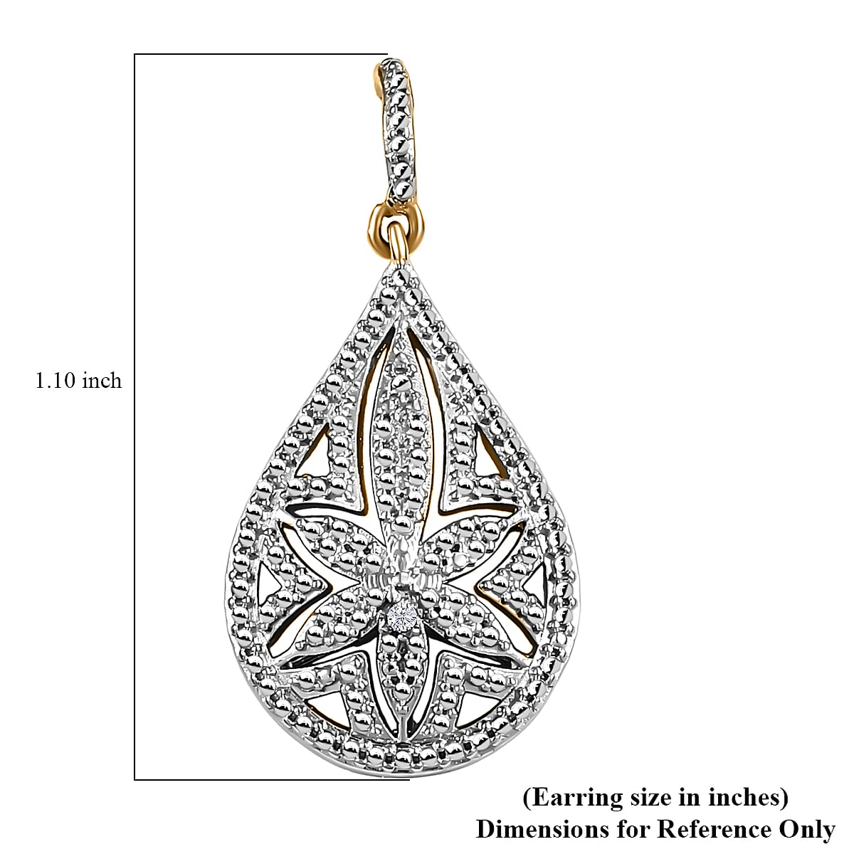 EverTrue White Diamond Accent Floral Earrings in 18K YG Plated and Platinum Bond image number 5