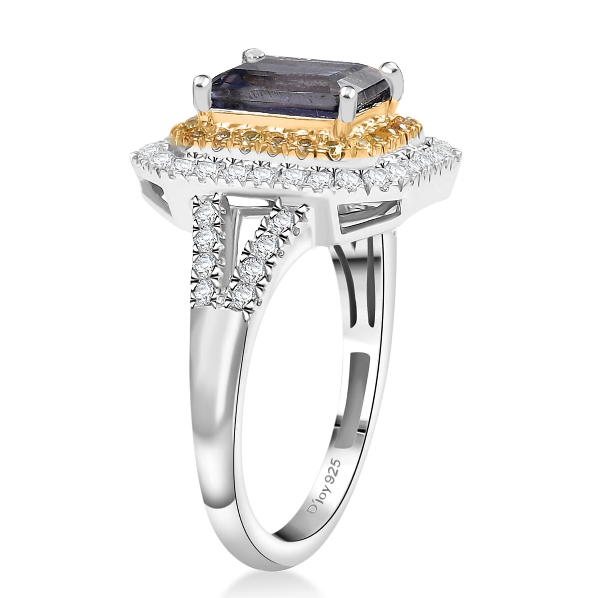 D'Joy Catalina Iolite and Multi Gemstone 2.00 ctw Solar Halo Ring in Rhodium Over Sterling Silver (Size 10.0) image number 3