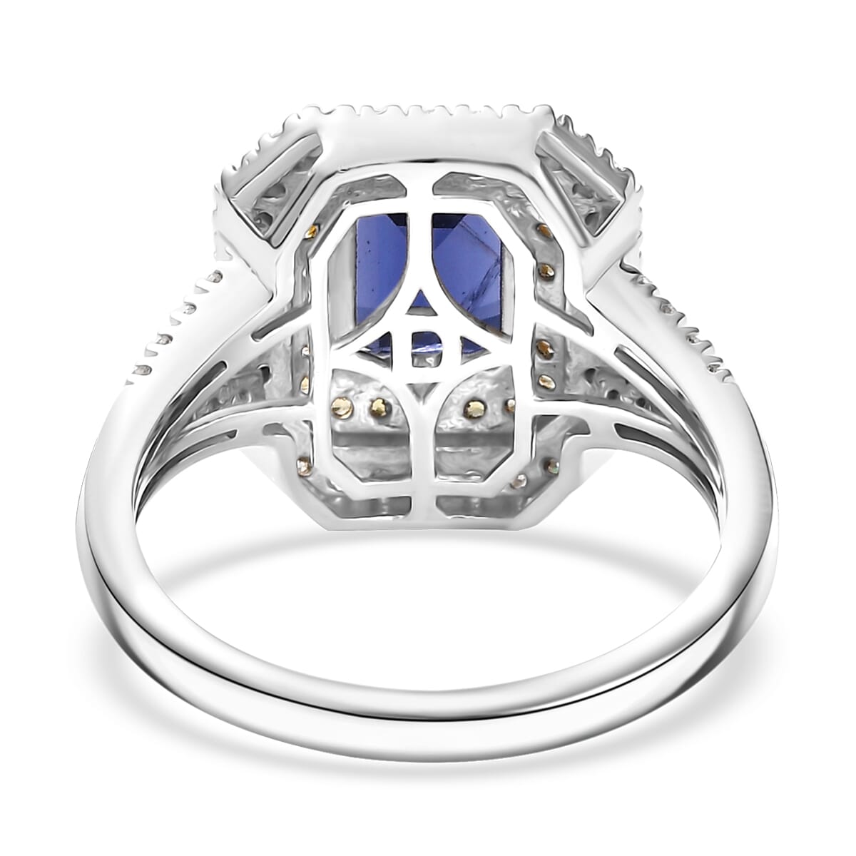 D'Joy Catalina Iolite and Multi Gemstone 2.00 ctw Solar Halo Ring in Rhodium Over Sterling Silver (Size 10.0) image number 4