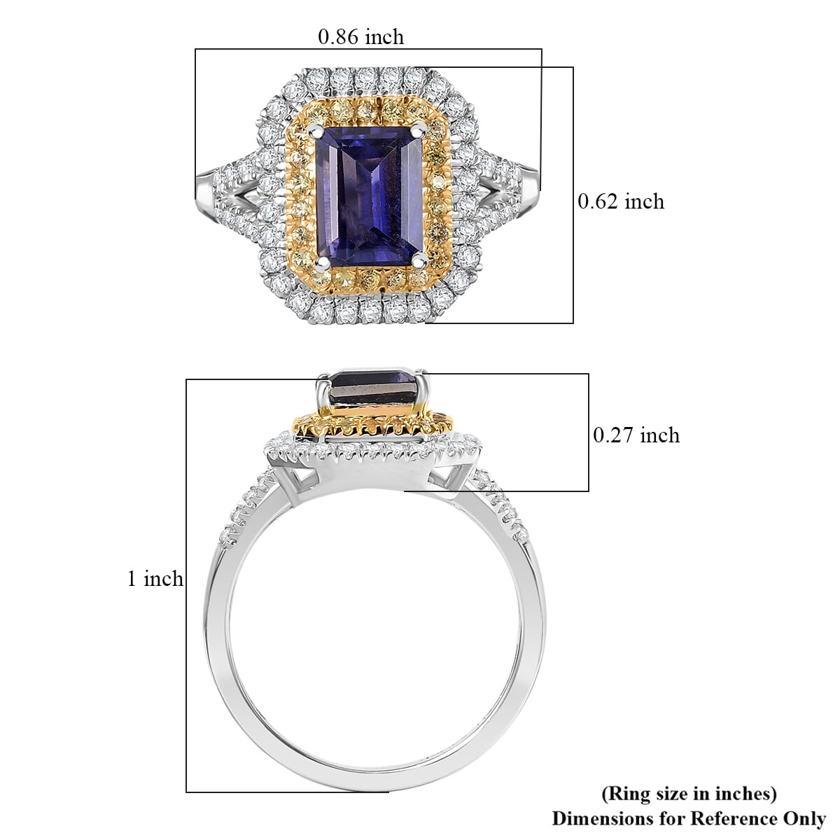 D'Joy Catalina Iolite and Multi Gemstone 2.00 ctw Solar Halo Ring in Rhodium Over Sterling Silver (Size 10.0) image number 5