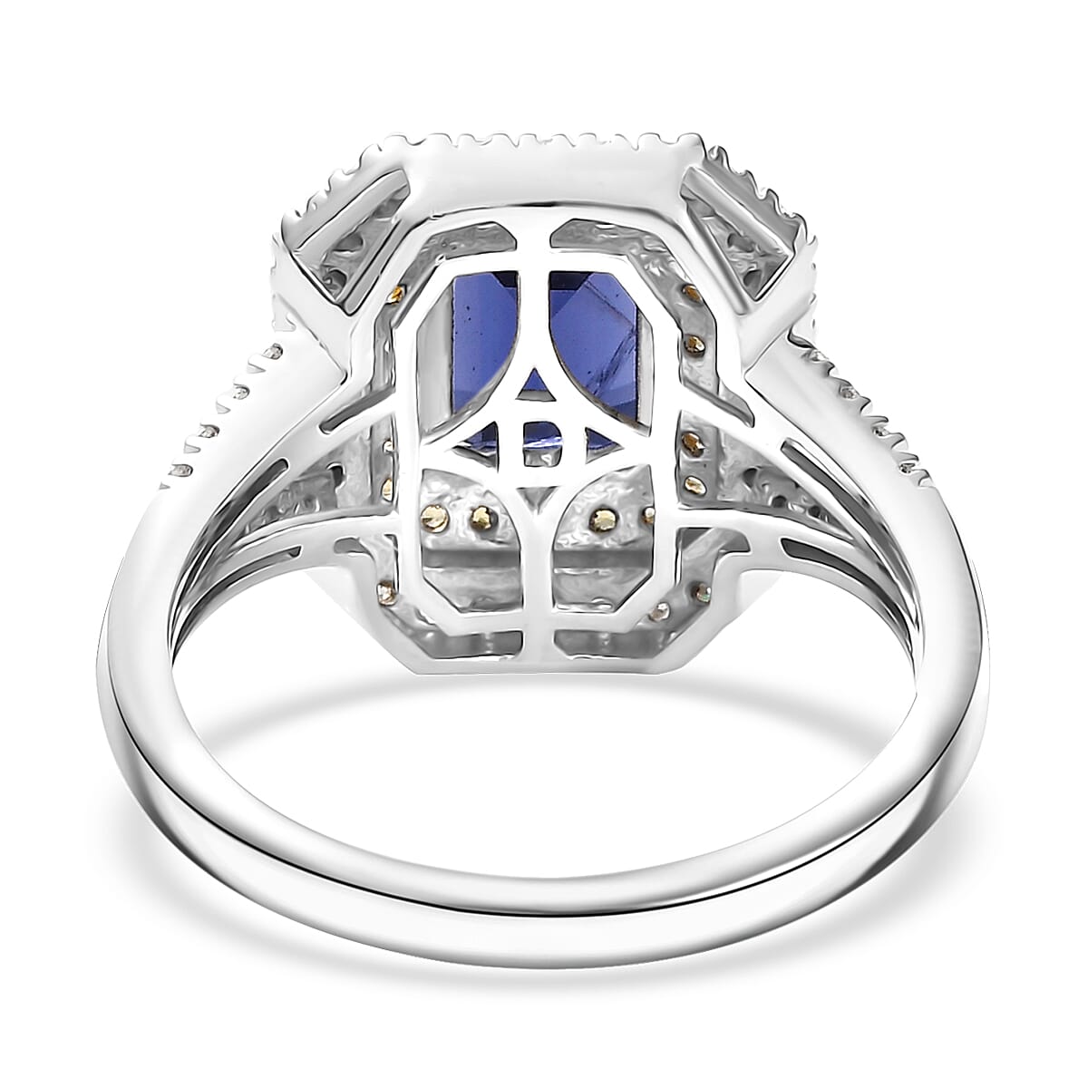 D'Joy Catalina Iolite and Multi Gemstone 2.00 ctw Solar Halo Ring in Rhodium Over Sterling Silver (Size 5.0) image number 4