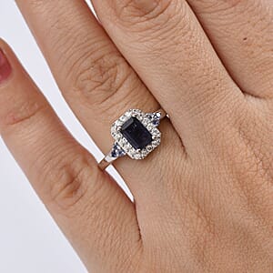 D'Joy Catalina Iolite and White Zircon 1.30 ctw Nebula Glow Ring in Rhodium Over Sterling Silver (Size 10.0)