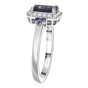 D'Joy Catalina Iolite and White Zircon 1.30 ctw Nebula Glow Ring in Rhodium Over Sterling Silver (Size 10.0)