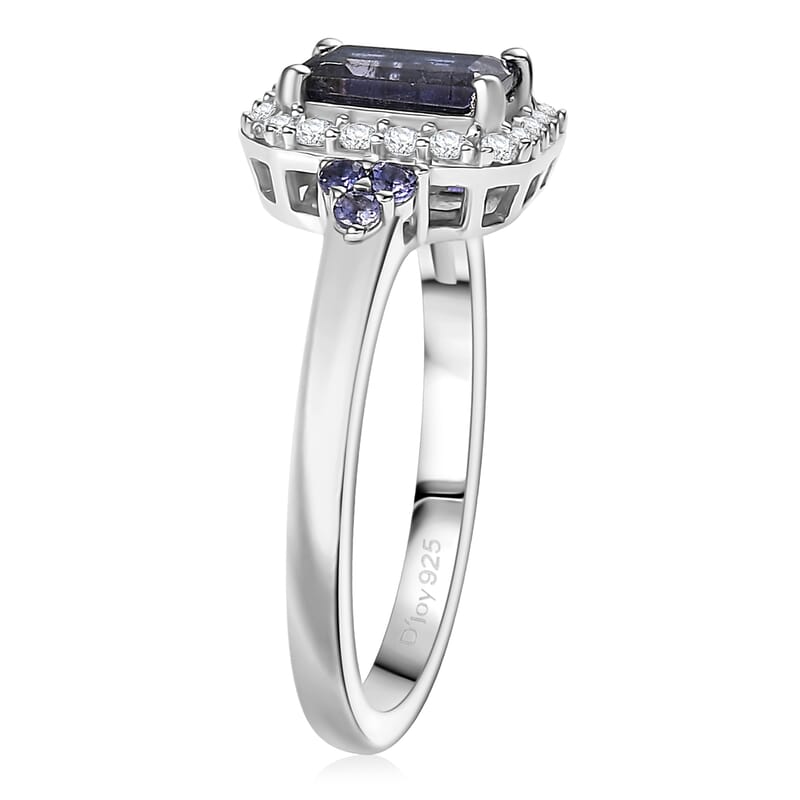 D'Joy Catalina Iolite and White Zircon 1.30 ctw Nebula Glow Ring in Rhodium Over Sterling Silver (Size 10.0)
