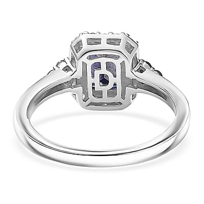 D'Joy Catalina Iolite and White Zircon 1.30 ctw Nebula Glow Ring in Rhodium Over Sterling Silver (Size 10.0)