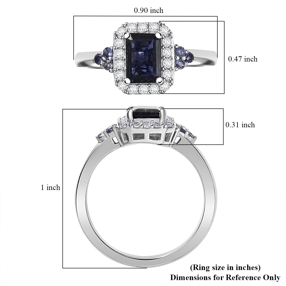 D'Joy Catalina Iolite and White Zircon 1.30 ctw Nebula Glow Ring in Rhodium Over Sterling Silver (Size 10.0) image number 5