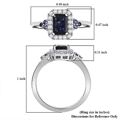D'Joy Catalina Iolite and White Zircon 1.30 ctw Nebula Glow Ring in Rhodium Over Sterling Silver (Size 10.0)