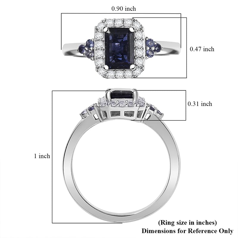 D'Joy Catalina Iolite and White Zircon 1.30 ctw Nebula Glow Ring in Rhodium Over Sterling Silver (Size 10.0)