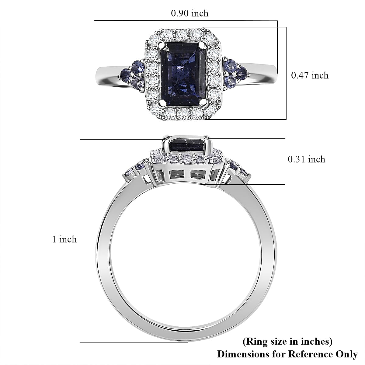 D'Joy Catalina Iolite and White Zircon 1.30 ctw Nebula Glow Ring in Rhodium Over Sterling Silver (Size 5.0) image number 5