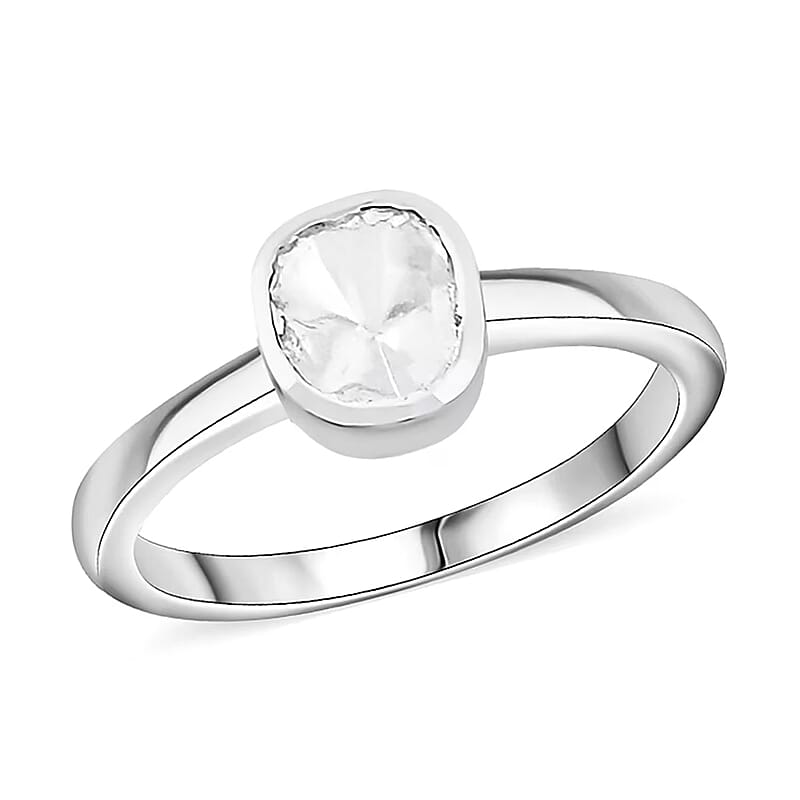 Lab Grown Polki Diamond Ring in Sterling Silver 0.25 ctw (Size 10.0)