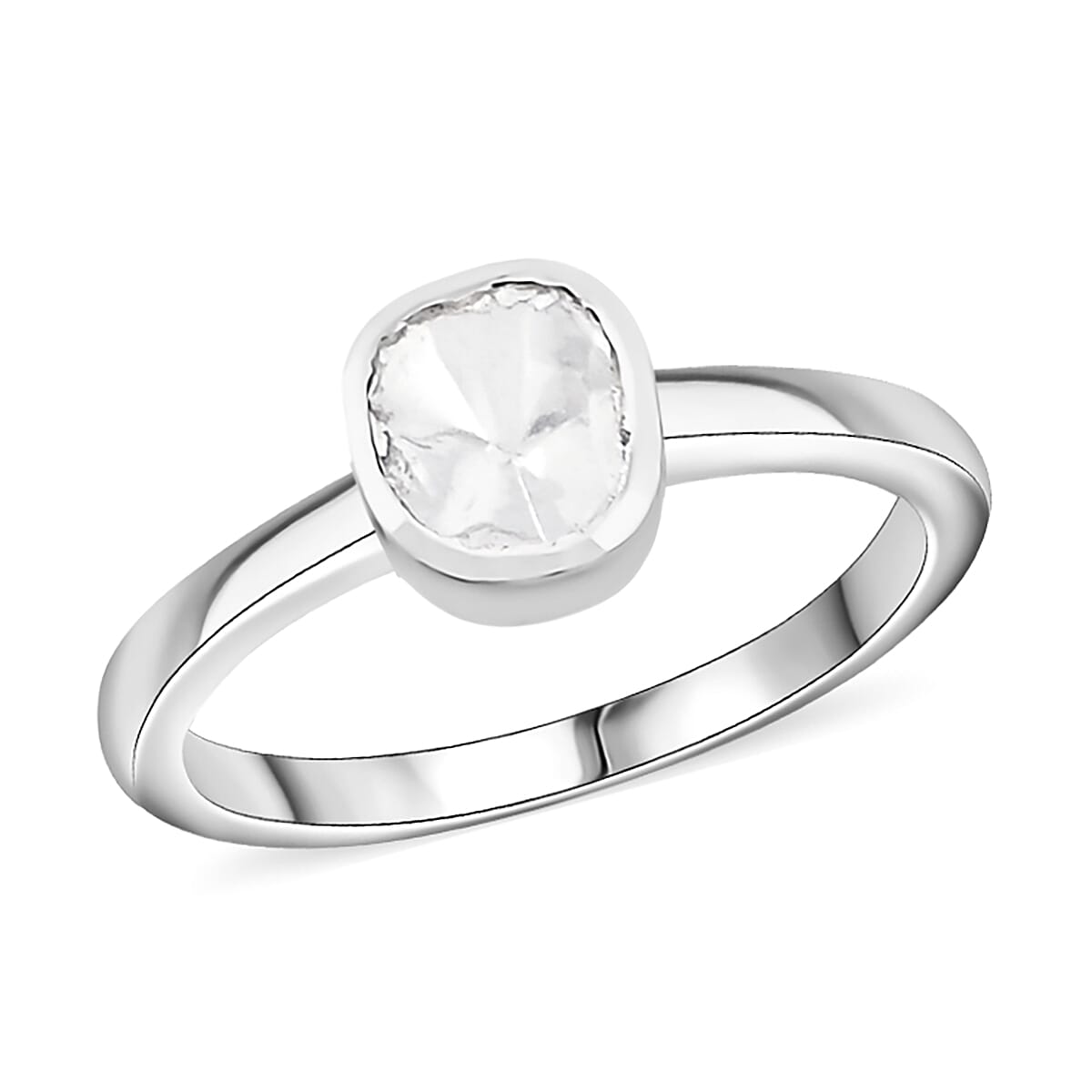 Luxuriant Lab Grown Polki Diamond 0.25 ctw Ring in Sterling Silver (Size 5.0)  image number 0