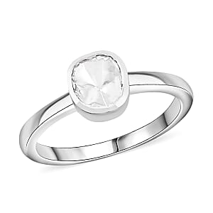 Luxuriant Lab Grown Polki Diamond 0.25 ctw Ring in Sterling Silver (Size 5.0) 