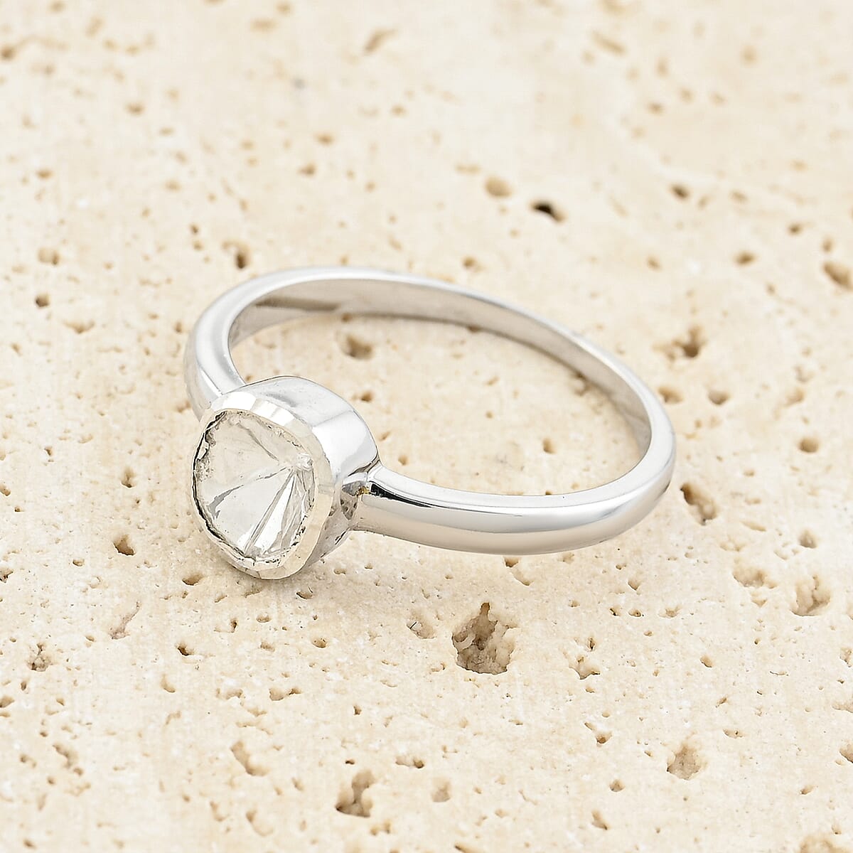Luxuriant Lab Grown Polki Diamond 0.25 ctw Ring in Sterling Silver (Size 5.0)  image number 1